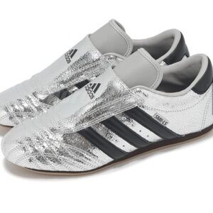 adidas Taekwondo Metallic Silver Sneakers with Black Stripes- Rare!!